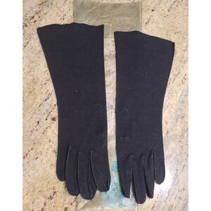 Vintage Womens Size S/M 6 Black Cotton Formal 13" Long Gloves Formal